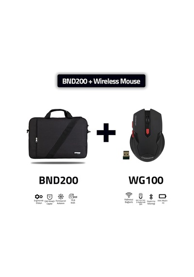 Classone Bnd200-wg100 Mouse, 15,6 İnch Eko Serisi Omuz Çantası Ve Oyuncu Gaming Mouse - Siyah