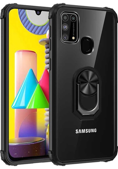 Samsung Uyumlu Galaxy M21 Kilif Standli Yüzüklü Mola Silikon Kapak 466785736