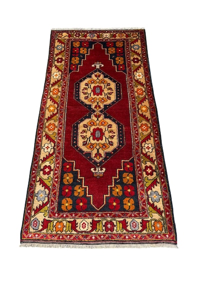 El Dokuması Sıfır Maden Halısı 115x230 Kök Boya %100 Yün Halı Kırmızı
