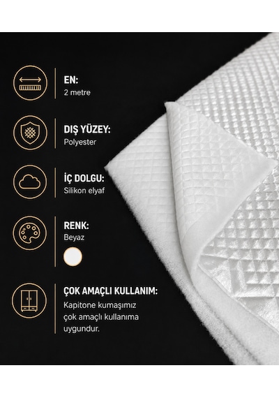 Favora Kapitone Ağaç Kabuğu Dikişli Kumaş 5 Metre Beyaz