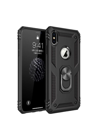 Newface Apple Apple iPhone Uyumlu  Xs Max Kılıf Sofya Yüzüklü Silikon Kapak - Siyah