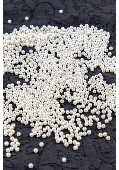 Krem Bej Tonunda 3 Mm Plastik İnci Boncuk Takı Aksesuar Malzemesi 25 Gr