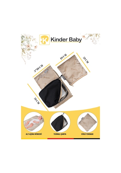 Kinder Baby Merlin Termal Anne Bebek Bakım Çantası Siyah