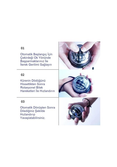 Gyro Ball El Bilek Egzersiztopu Otomatik Jiroskop Kol Kuvvet Spor Ekipmanı 5705