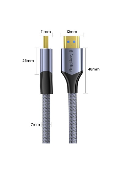 Veggieg Hdmı 2.1 8k 60hz 4k 120hz 48 Gbps Hdr Earc Hdcp 2.2 Örgül