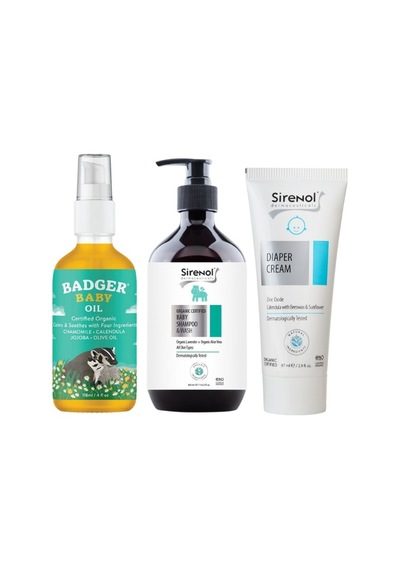 Badger Bebek Yağı 118 ML + Sirenol Organik Pişik Kremi 87 ML + Bebek Şampuanı 400 ML