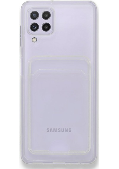 FitCase Samsung Galaxy Uyumlu A22 Kılıf Cardy Şeffaf Kartlık Cepli Kapak