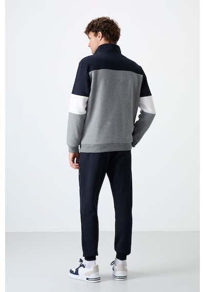Tommy Life Gri Melanj - Lacivert Dik Yaka Renk Geçişli İçi Polarlı Erkek Eşofman Takımı - 85186 Gri Melanj - Lacivert Tommy Life Gri Melanj - Lacivert Dik Yaka Renk Geçişli İçi Polarlı Erkek Eşofman Takımı - 85186 Gri Melanj - Lacivert