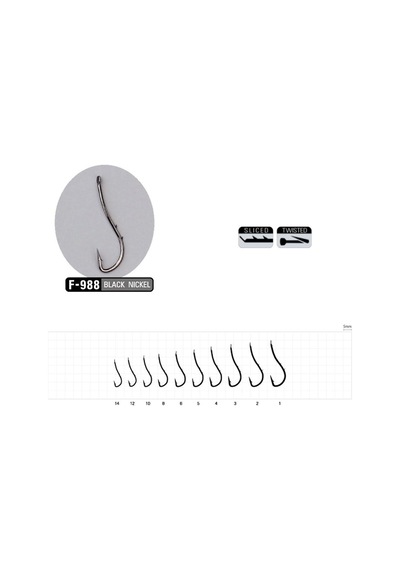 Sasame F-988 No:2 Ryusen W-hold Black Olta İğnesi 11 Adet