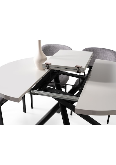 Truva Lak Panel Yuvarlark Açılır Mdf Mutak Masası 104cm Siyah