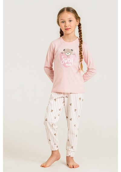 Rolypoly Kız Çocuk Sweet Bear Pembe Uzun Kol Pijama Takım Rp3911-c-v1 Rp3911-c-v1
