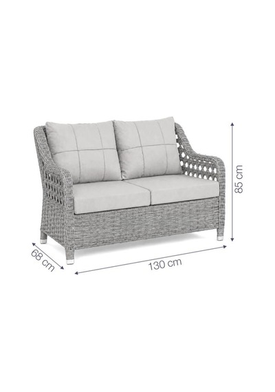 Niron Grand 2'li Rattan Alüminyum Bahçe Oturma Takımı - Gri Kompakt Set Temperli Cam Masa Niron Grand 2'li Rattan Alüminyum Bahçe Oturma Takımı - Gri Kompakt Set Temperli Cam Masa