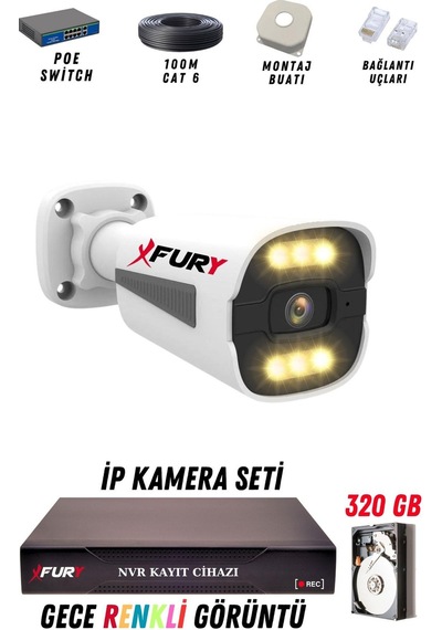 Fury 1 Kameralı Ip Güvenlik Kamerası Seti 4mp Gece Renkli Su Geçirmez 1506 320gb