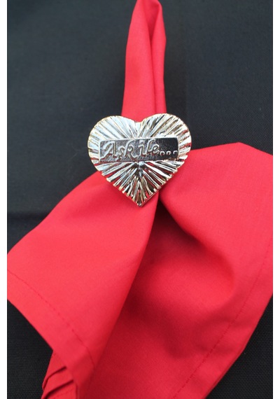 6 Adet Gold Aşk ile... Yazılı Kalp Metal Peçete Halkası - Napkin