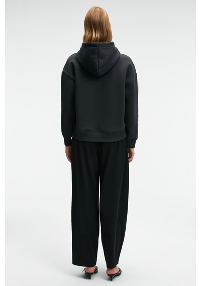 Grimelange YANMESA Kadın Oversize Baskı Ve Nakış Detaylı Uzun Kollu Kapüşonlu Koyu Antrasit Sweatshirt
