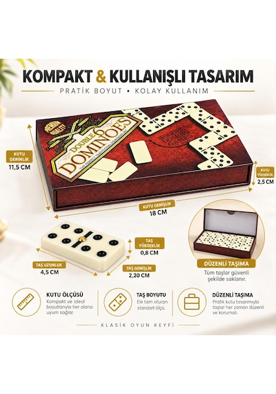 28 Taşlı Lüks Domino Seti Çift 6 Kutulu Klasik Aile Strateji Zeka Oyunu 2-4 Oyuncu Yetişkin Ve Çocuk