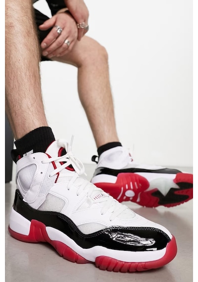 Nike Jordan Jumpman Two Trey Basketball Shoes White Bilekli Basketbol Ayakkabısı Beyaz Kırmızı Beyaz