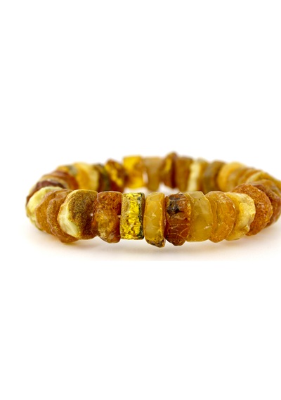 Kehribar Bileklik Amorf Tasarım Ambergold Blk23-132 Çok Renkli