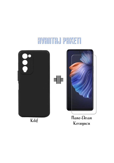 Tecno Camon 18/ 18t/ 18p Kılıf Esnek Soft Tasarım Kılıf Ve Nano Ekran Koruyucu Col177202-siyah