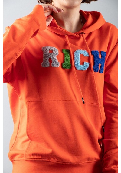 Turuncu 2 Iplik Kapüşonlu Sweatshirt Çok Renkli