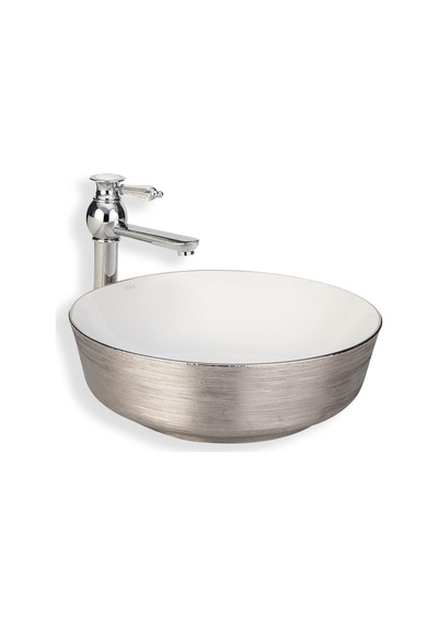 Lena Tezgah Üstü Lavabo Sılver&Beyaz E-5004G