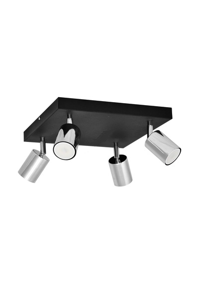 Rıolight Modern Siyah Gövde Krom Hareketli Başlık 4xgu10 Led Kare Spot Avize Ampül Dahildir Krom - Siyah