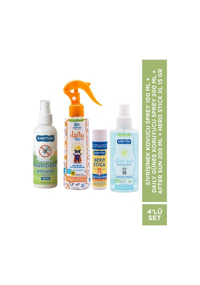 Set 4'lü Sivrisinek Kovucu Sprey 100 Ml+daily Güneş Koruyucu Sprey 200 Ml+after Sun 200ml+hero Stick