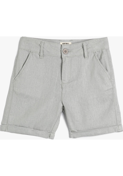 Koton Keten Şort Düğmeli Cepli Gri 3skb40044tw 3SKB40044TW031 Gri