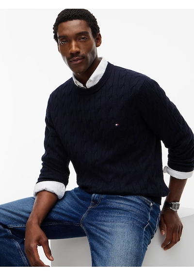 Tommy Hilfiger Erkek Classic Cable Crew Kazak Lacivert