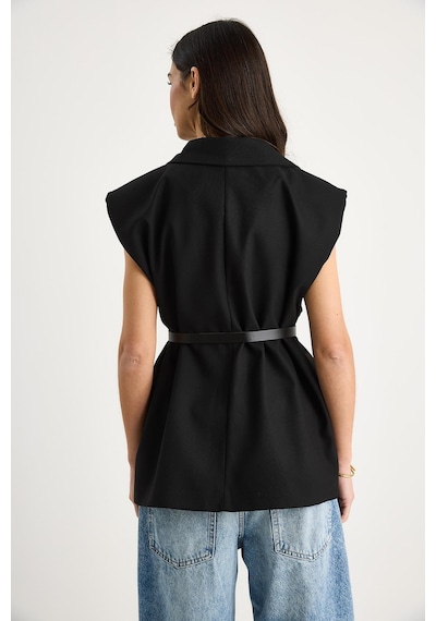 Shade Kadın Cep Detaylı Kemerli Vatkalı Oversize Astarlı Blazer Yelek 11143 60281003 - Siyah Shade Kadın Cep Detaylı Kemerli Vatkalı Oversize Astarlı Blazer Yelek 11143 60281003 - Siyah