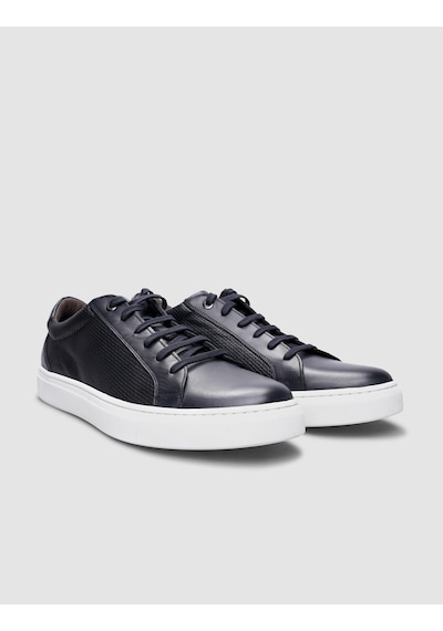 %100 Hakiki Deri Lacivert Bağcıklı Erkek Sneaker-lacivert Lacivert