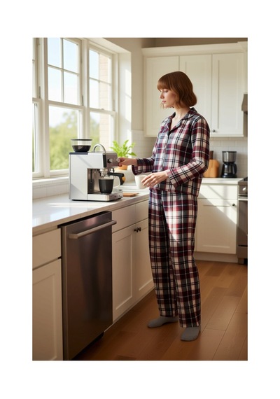 Ersefa Kadın Flanel Ekose Pijama Takımı Gömlek Yaka Uzun Kollu Fonksiyon Çok renkli