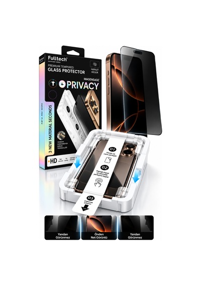 Fulltech Premium İphone 18 Pro Uyumlu Hayalet Kırılmaz Cam Ekran Koruyucu Privacy Gizlilik Filtreli, 9h Temperli Cam-15043