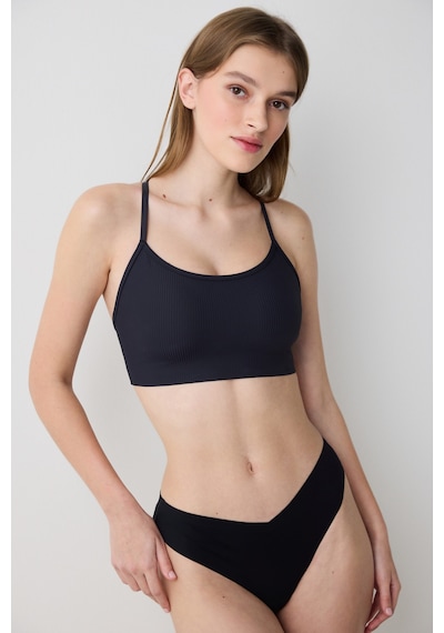 Penti Ribbed Micro Bonding Siyah Üst
