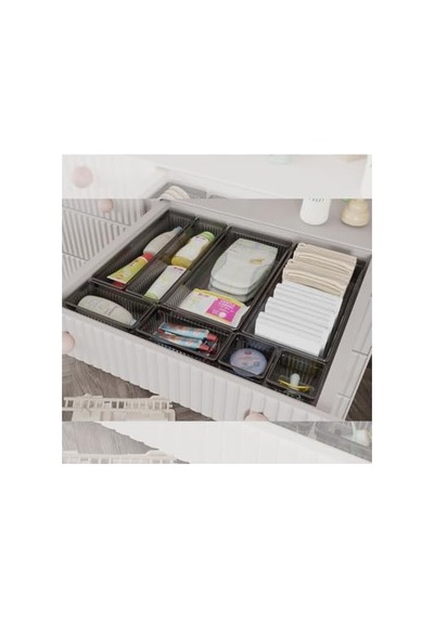 Meleni Baby 8 Parça Bebek Çekmece Düzenleyici - Bebek Organizer - Bebek Bakım Organizer - Antrasit Açık Bej