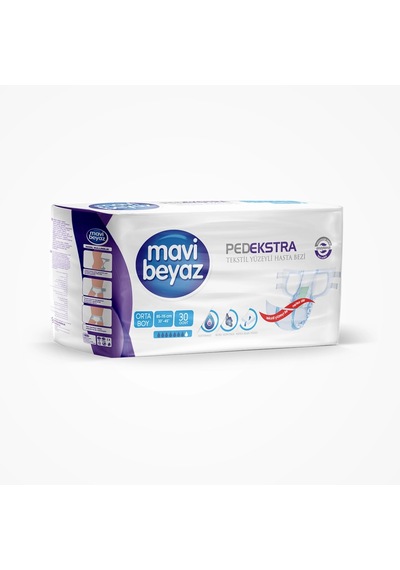 Mavi Beyaz Ped Ekstra Hasta Bezi Bel Bantlı M Medium 30'lu Paket Standart