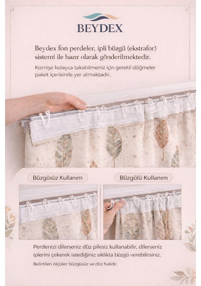 2 Adet 140x260 Cm Ölçüsünde Şık Dekoratif Fon Perde Koleksiyon Siyah