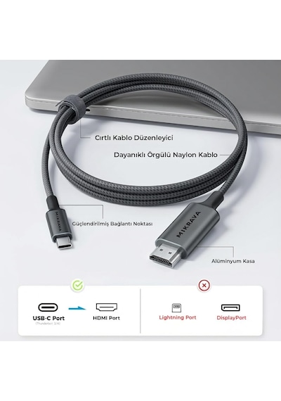 Usb C Hdmı Kablo 4k 60hz,2k 120hz,1080p 165hz Hdr Hdcp Type C To Hdmı 2.0 Thunderbolt 5/4/3, Dex Mode Uyumlu , İphone 15/16/17 Pro, Macbook İpad Pro/air, Samsung S25 İle Uyumlu 2 Metre