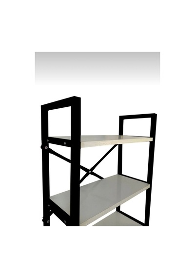 Dört Rafli Çok Amaçli Rafli Ünite Siyah Profil Beyaz Sunta 50x23x100 Cm Mtl016 Siyah-beyaz