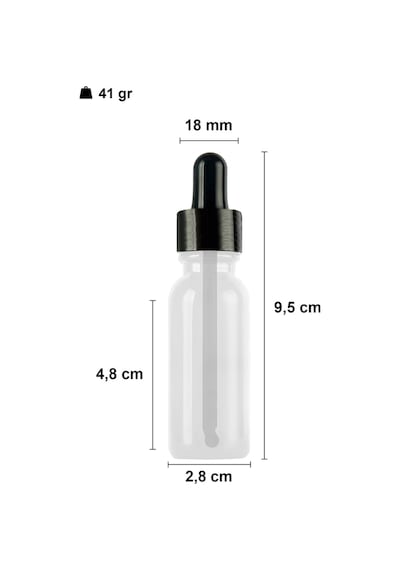 Afracam Şeffaf 20 Ml Kapaklı Dropper Damlalık Cam Şişe 18 Adet Siyah