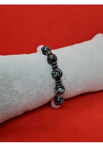 Gümüştel El Sanatları Sertifikalı Doğal Taş Obsidyen & Opal & Hematit & Oniks Taşı Bileklik Çok Renkli Gümüştel El Sanatları Sertifikalı Doğal Taş Obsidyen & Opal & Hematit & Oniks Taşı Bileklik Çok Renkli