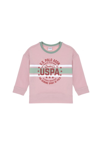 U.S. Polo Assn. Kız Çocuk Pembe Bisiklet Yaka Sweatshirt 50298163-VR041