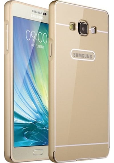 Samsung Uyumlu Galaxy A3 0,7 Mm Metal Bumper Arka Koruma Kapaklı Gold
