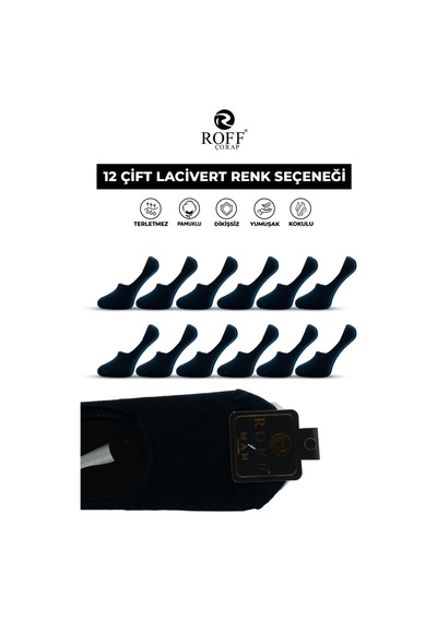 12 Li Erkek Babet Corap Wolk Lacivert