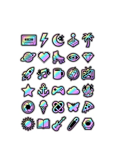 Retro Vintage Pop Sticker Seti 150 Adet - 5'li Mega Paket No11 - Laptop Defter Ajanda Çok Renkli