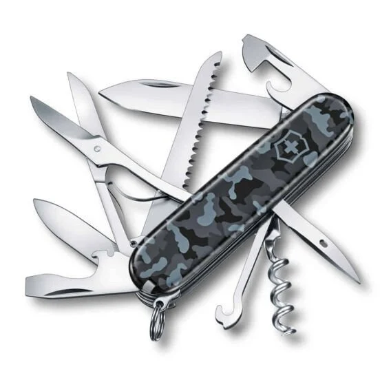 Victorinox 1.3713.942 Huntsman Kamuflaj Kamp Çakı Gri - Mavi