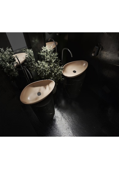 Turkuaz Olive Tezgahüstü Mat Cappuccino Lavabo 61 34 Cm Kahverengi