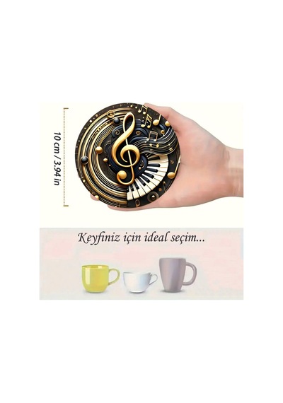 Kututr Müzik Temalı 6'li Bardak Altlığı 3d Görünümlü Mdf 10 Cm Brd-039 Diğer