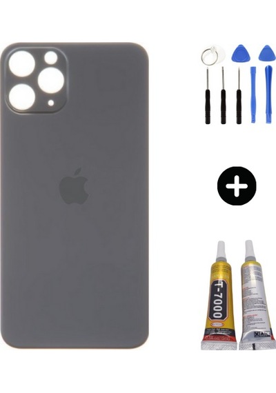 Apple Uyumlu iPhone 11 Pro Max Arka Pil Batarya Kapak Siyah + Montaj Seti