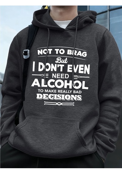 Startmore Tarzsokak Gerçekten Kötü Kararlar Verin Baskılı Erkek Kapüşonlu Üstü Sonbahar Bol Sweatshirt Hip Hop Ce Antrasit
